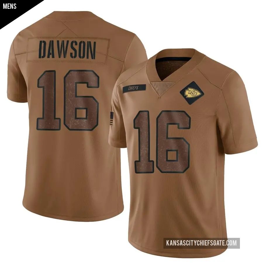 Men s Kansas City Chiefs 16 Len Dawson Brown Limited 2023 Salute To Service Jersey Chiefs Store